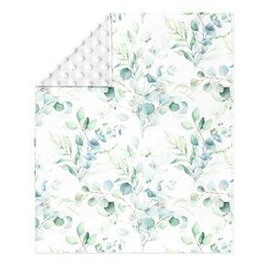 Eucalytptus baby blanket, Mint crib bedding, Newborn layering blanket, Receiving blanket boy, Modern baby quilt, Greenery baby shower gift