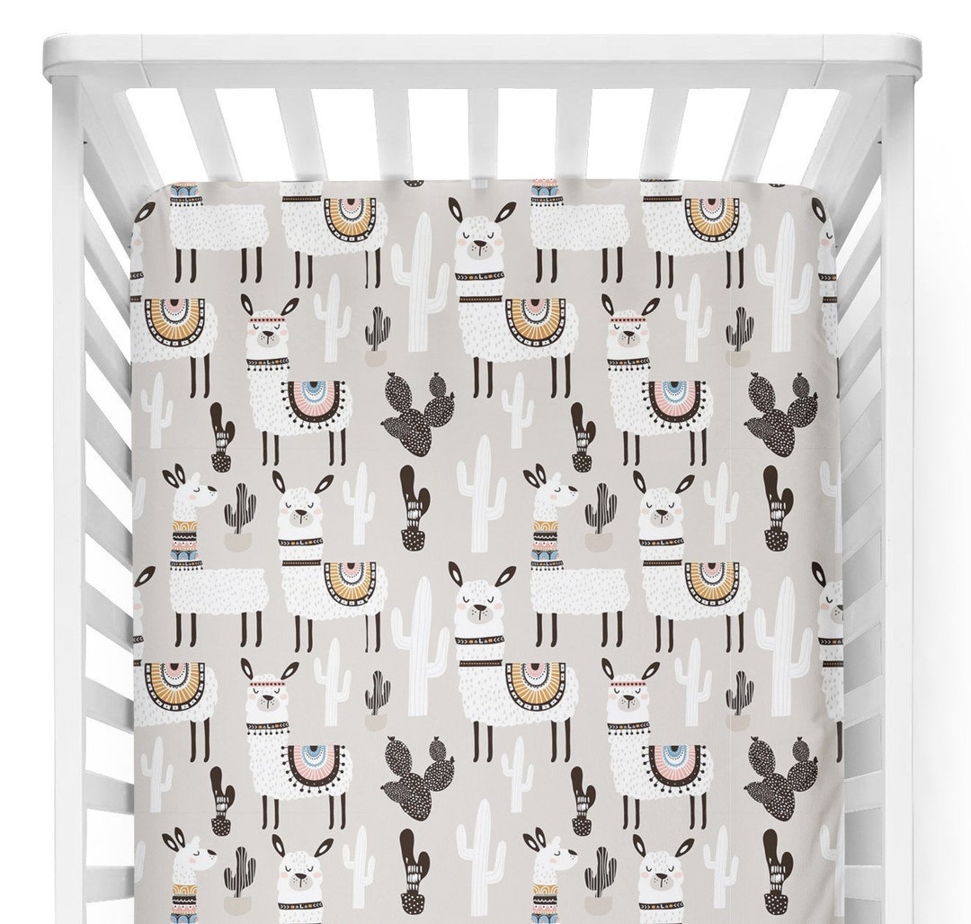 Llama Crib Bedding Set, Neutral Crib Bedding, Llama Nursery Bedding