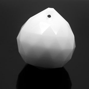 2 x Faceted Glass Ball Chandelier Sun-Catcher Pendant 30mm - Opaque White