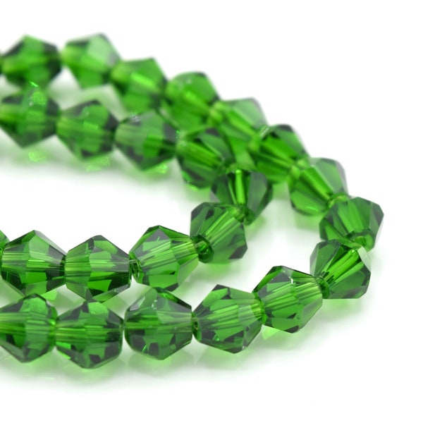 Faceted Bicone Glass Beads For Jewellery Making 4mm,6mm,8mm - Green