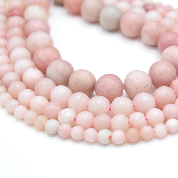 Smooth Round Gemstone Beads Strand - Natural Pink Opal