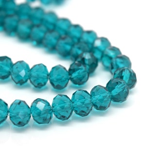 Faceted Rondelle Glass Beads For Jewellery Making 4mm,6mm,8mm,10mm - Turquoise