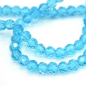 Faceted Round Glass Beads 4mm (190pcs) for Jewellery Making - Aquamarine