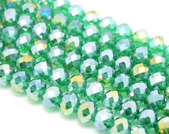 Cuentas de vidrio facetadas redondas para joyería (4 mm, 6 mm, 8 mm y 10 mm) - Brillo esmeralda