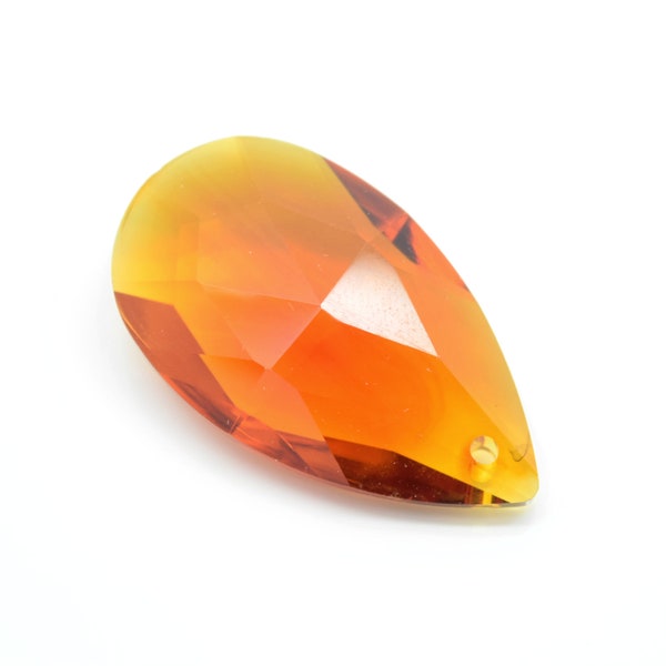 Teardrop Faceted Glass Pendants 22mm / 38mm - Amber