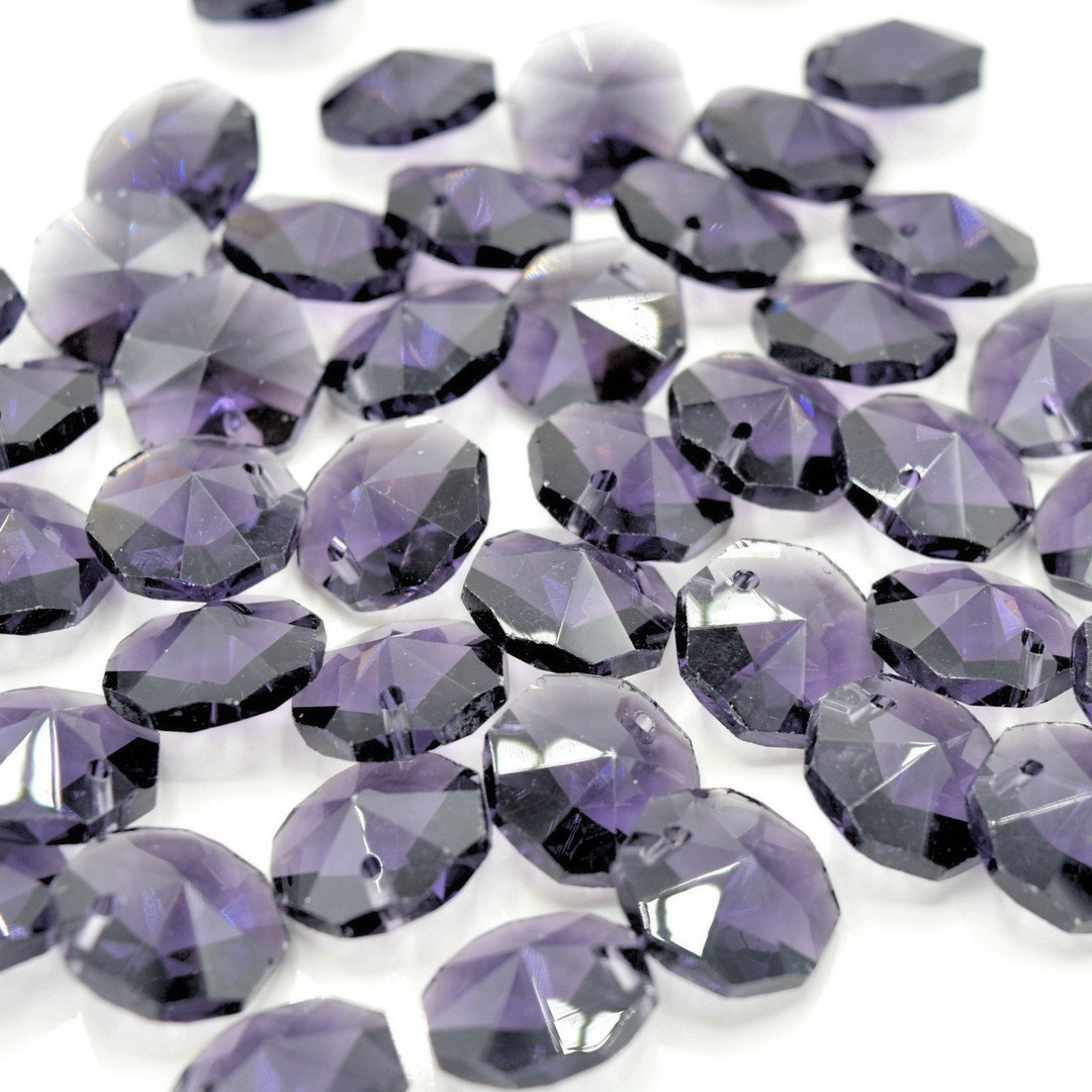 50 X Octagon Glass Sun-catcher Chandelier Beads 14mm Violet - Etsy