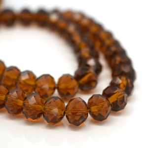 Faceted Rondelle Glass Beads For Jewellery Making 4mm,6mm,8mm,10mm - Amber