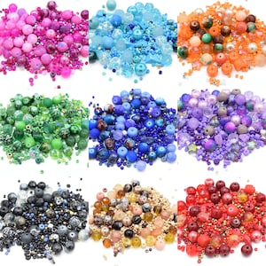 80g x Mixed Shape, Type and Size Glass Beads For Jewellery Making