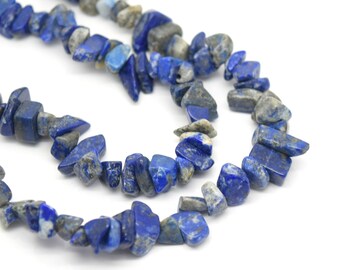 32-34" Strand Synthetic Glass Gemstone Beads Chips for Jewellery Making - Lapis Lazuli