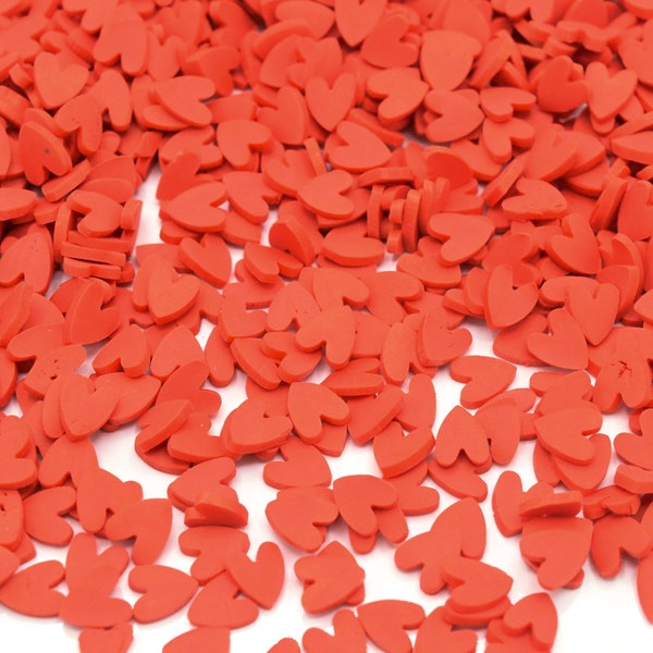 50g Pâte Polymère Fimo Saupoudrer Tranches Résine Slime Inclusions - Coeurs Rouges 5mm