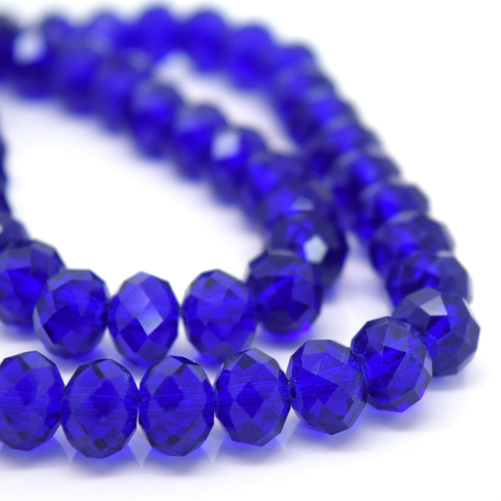 Faceted Rondelle Glass Beads For Jewellery Making 4mm,6mm,8mm,10mm - Royal Blue