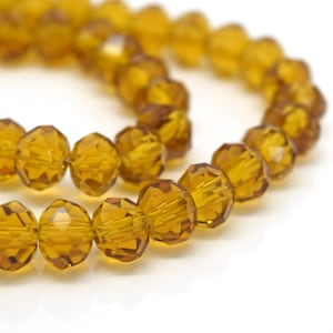 Faceted Rondelle Glass Beads For Jewellery Making 4mm,6mm,8mm,10mm - Topaz