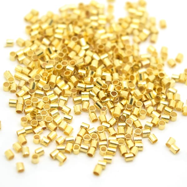 Perles de sertissage de tube de 1,000 x 1,5 mm pour la fabrication de bijoux - Plaqué or