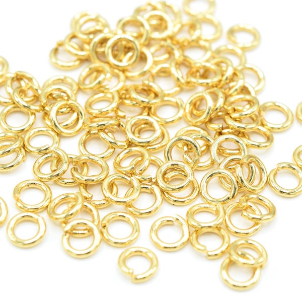 24k Gold Plated Brass Open Jump Rings for Jewellery Making - Pick Size
