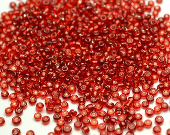 10,000 x Silver Lined Seed Glass Beads - 1.8x2mm (11/0) 72g - Siam