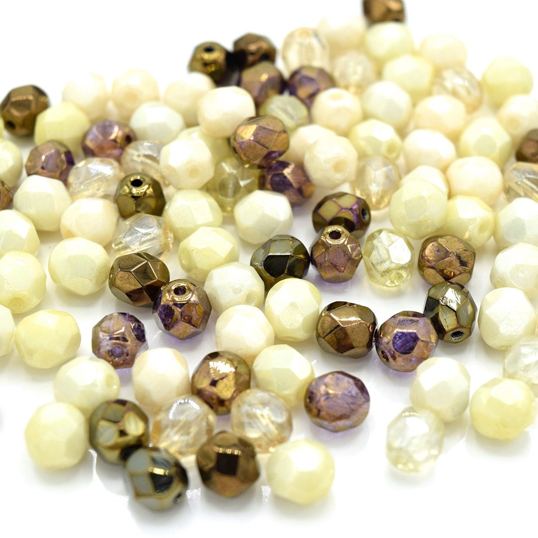 Czech Fire Polished 6mm Faceted Glass Beads 75pc Mix Jewellery
