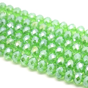 Faceted Rondelle Glass Beads For Jewellery Making 4mm,6mm,8mm,10mm - Fern Green Lustre