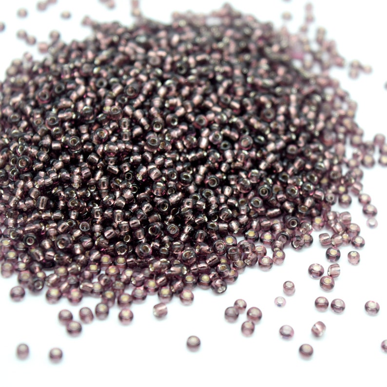 Amethyst 5,000 x Silver Lined Seed Glass Beads 72g 110 1.8x2mm