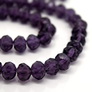 Faceted Rondelle Glass Beads For Jewellery Making 4mm,6mm,8mm,10mm - Violet