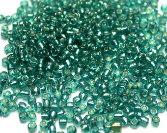 10 000 x perles de verre de graines doublées d’argent - 1.8x2mm (11/0) 72g - Turquoise