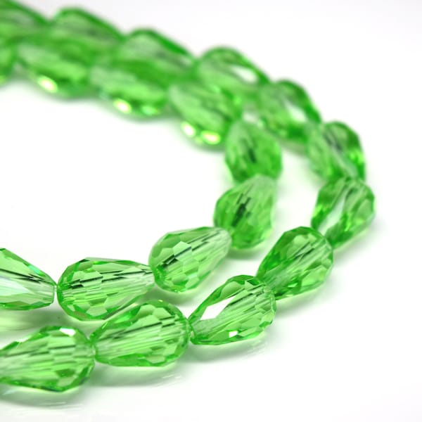 Faceted Teardrop Glass Beads For Jewellery Making 5x7mm 8x11mm 10x15mm 12x18mm - Peridot