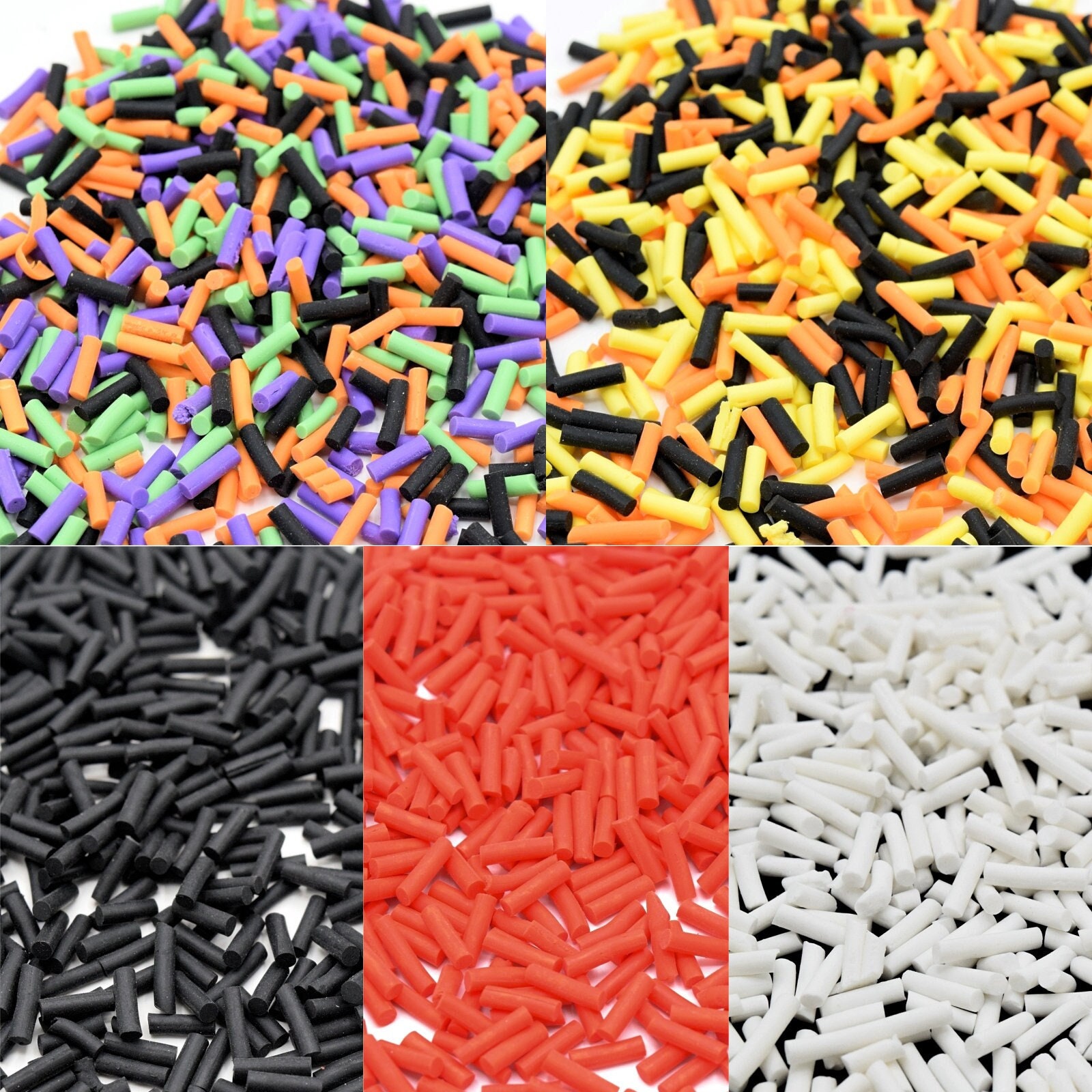50g Polymer Clay Fimo Sprinkle Slices Resin Slime Inclusions - Halloween Black/Orange/Purple/Green Pick Colour 5mm