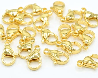10 fermoirs mousqueton en acier inoxydable plaqué or 24 carats pour la fabrication de bijoux