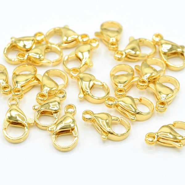 10 x 24k Gold Plated Stainless Steel Lobster Clasps for Jewellery Making
