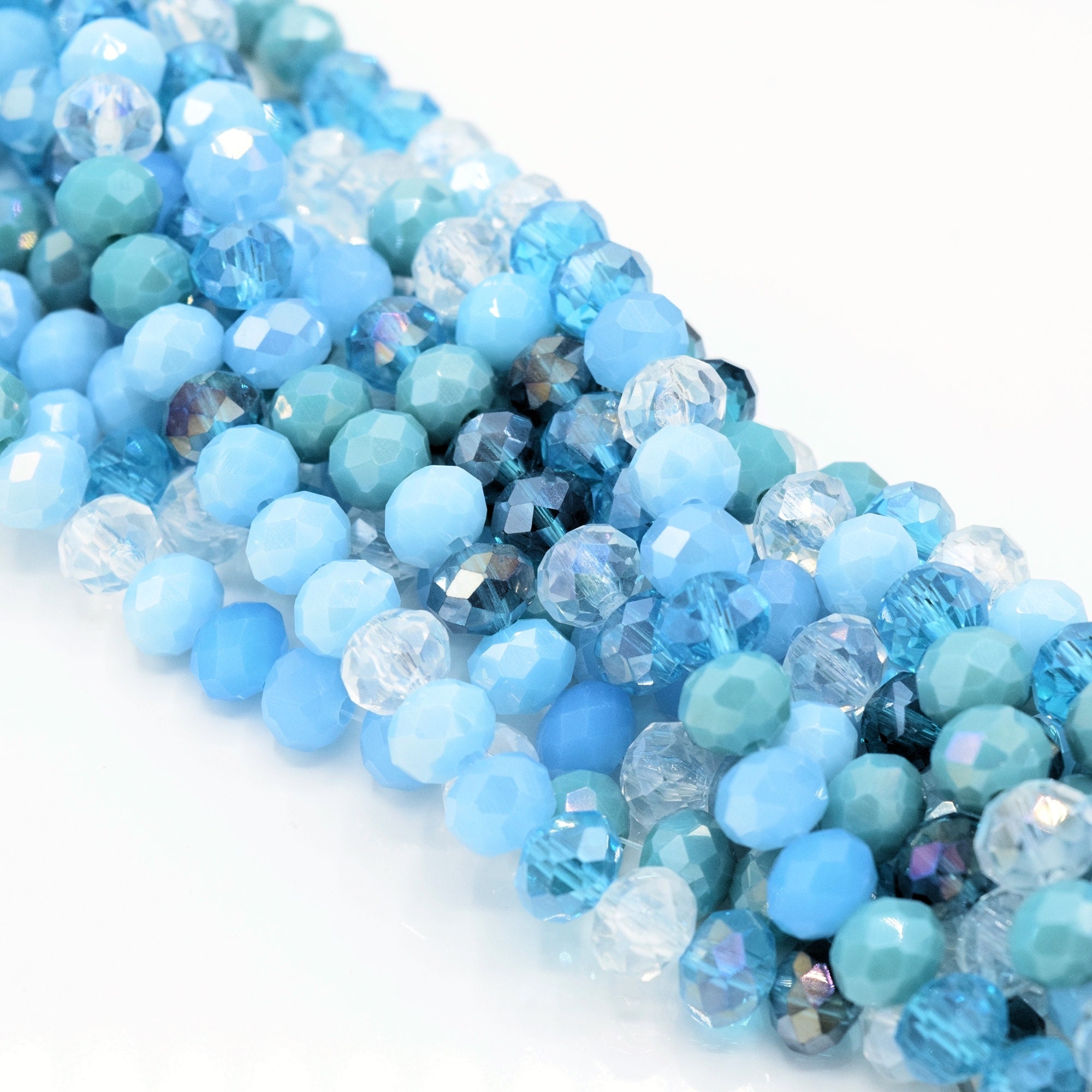 50x Mixed Color Crystal Beads, 3x4mm Small Rondelle Faceted Glass