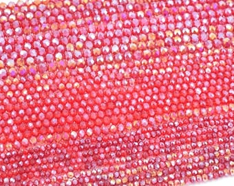 Faceted Rondelle Glass Beads For Jewellery Making 4mm,6mm,8mm - Siam Lustre/AB