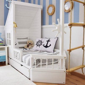 bed schip, Bett Schiff, bed schip, navire de lit,Schiff, Boot, Matrosenstil, matrozen stijl, nautische stijl, nautischer Stil