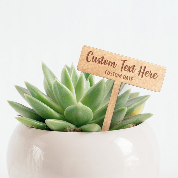 Rustic Wedding Custom Text Succulent Tags, Engraved Wooden Plant Tag Planter Stake Tag, Thank You Favor Succulent Tags, Custom  Wooden Label