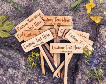 Custom Text Succulent Tags, Thank You Favor Custom Succulent Tags, Custom Wooden Plant Tag Planter Stake Tag Wooden Label, Let Love Grow