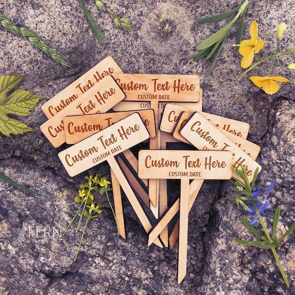 Custom Text Succulent Tags, Thank You Favor Custom Succulent Tags, Custom Wooden Plant Tag Planter Stake Tag Wooden Label, Let Love Grow