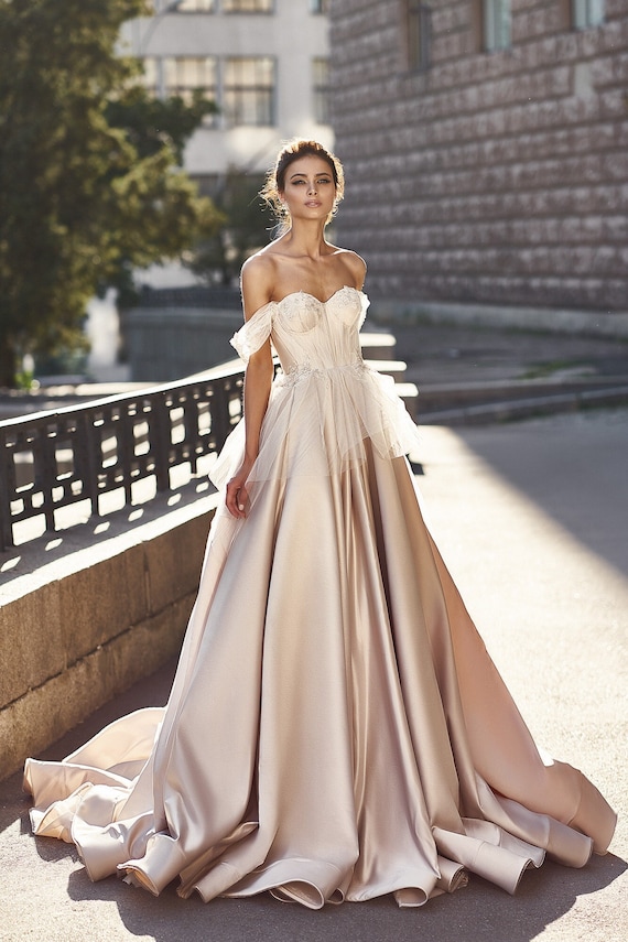 Lavender net gown for bridal reception - G3-WGO2401 | G3fashion.com