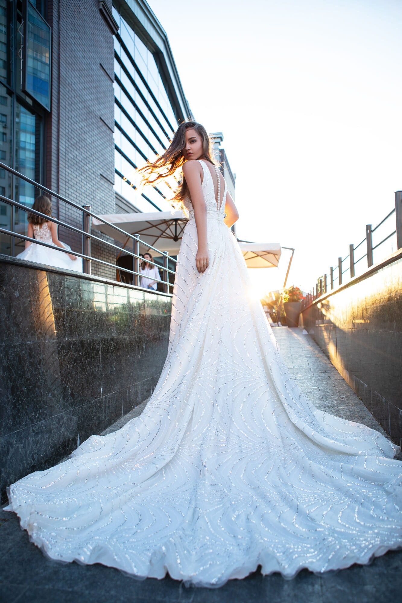 Glam Wedding Dress Sleeveless, Illusion Back & Glittery Double Sash A Line Bridal  Gown in Sparkly Lace Beach Bridal Dress SCARLETT 