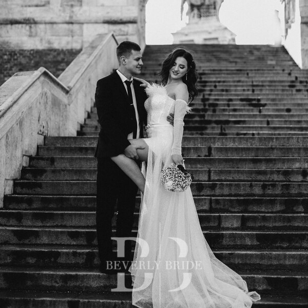 bridal gown with detachable skirt