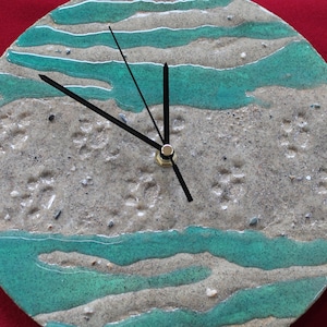 Paw Prints In The Sand Beach Wall Clock