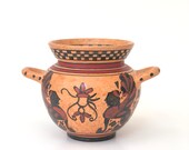 Ancient Greek Pottery Authentic Reprotection Skyphos From Korinthean Museum, Greek Vase, Terracotta, Grecian Vessel with Handle