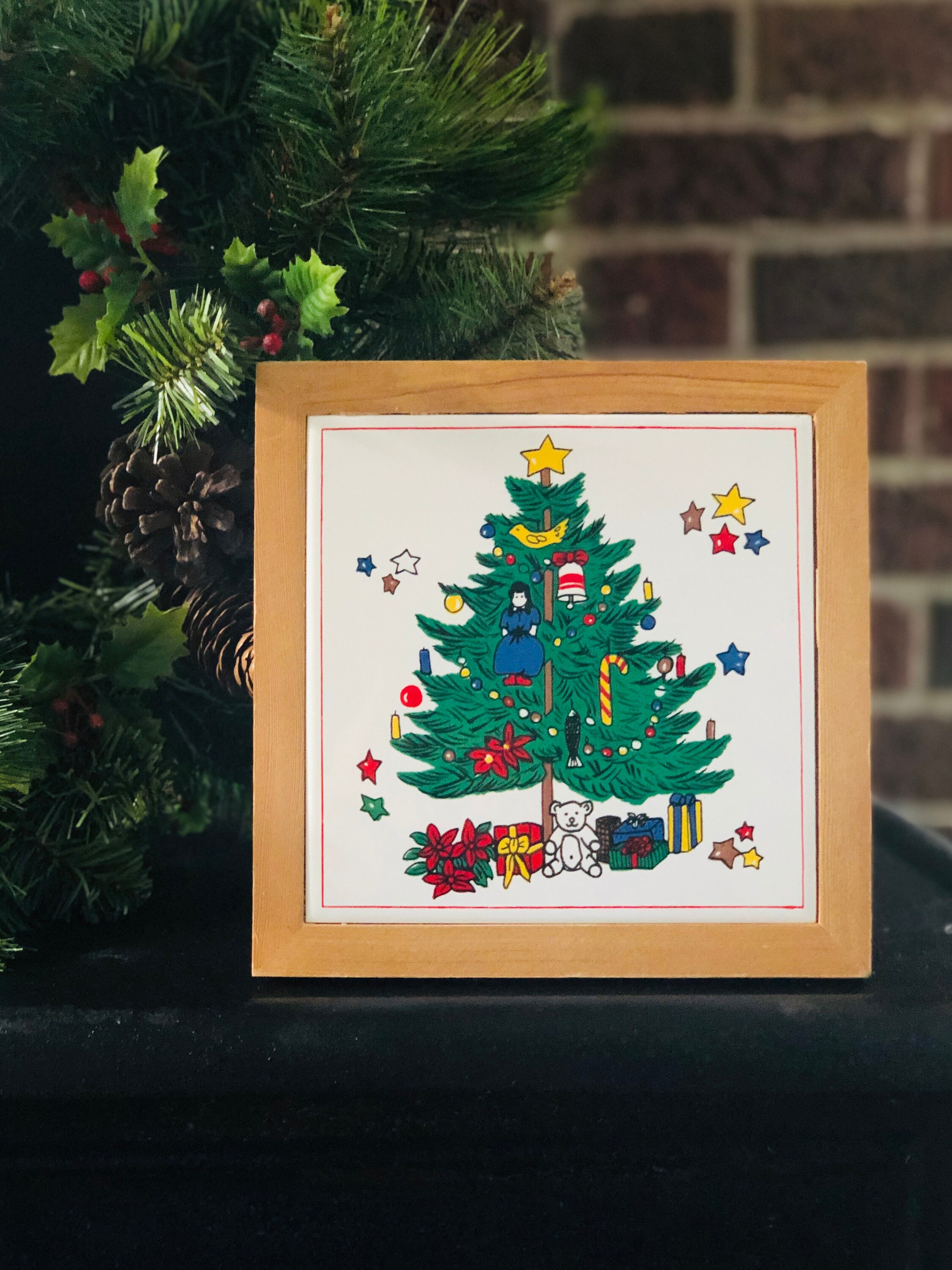 Vintage Christmas Wall Decor Hanging Tile Wall Art Christmas Etsy