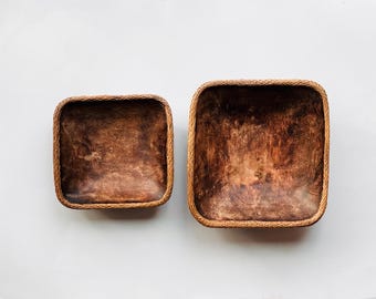 Vintage Bentwood Rattan Serving Tray Set Home Decor