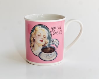 Villeroy & Boch Pink Retro Advertising Mug, You Can Do It, Vintage Coffee Cup