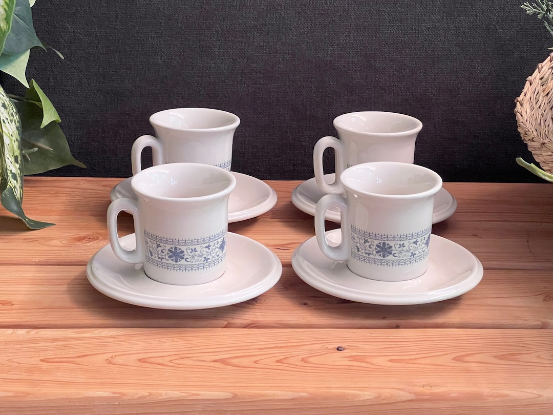 Set of 4 Italian Espresso Cups and Saucers Demitasse Porcelain Etsy