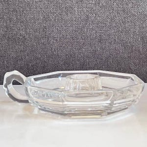 Vintage Lead Crystal Chamberstick, Candle Holder with Handle Vintage Decor