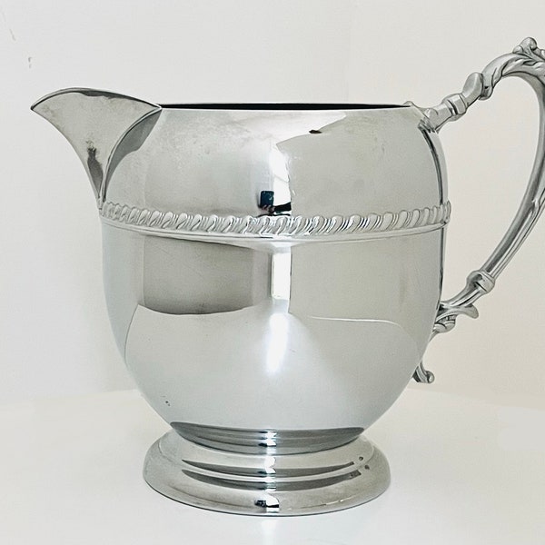 Vintage Chrome Plate 7" Water Pitcher Crosby Silverplate Style