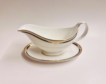 Vintage Royal Doulton Gravy Boat & Underplate | St. Helier Pattern Fine Bone China