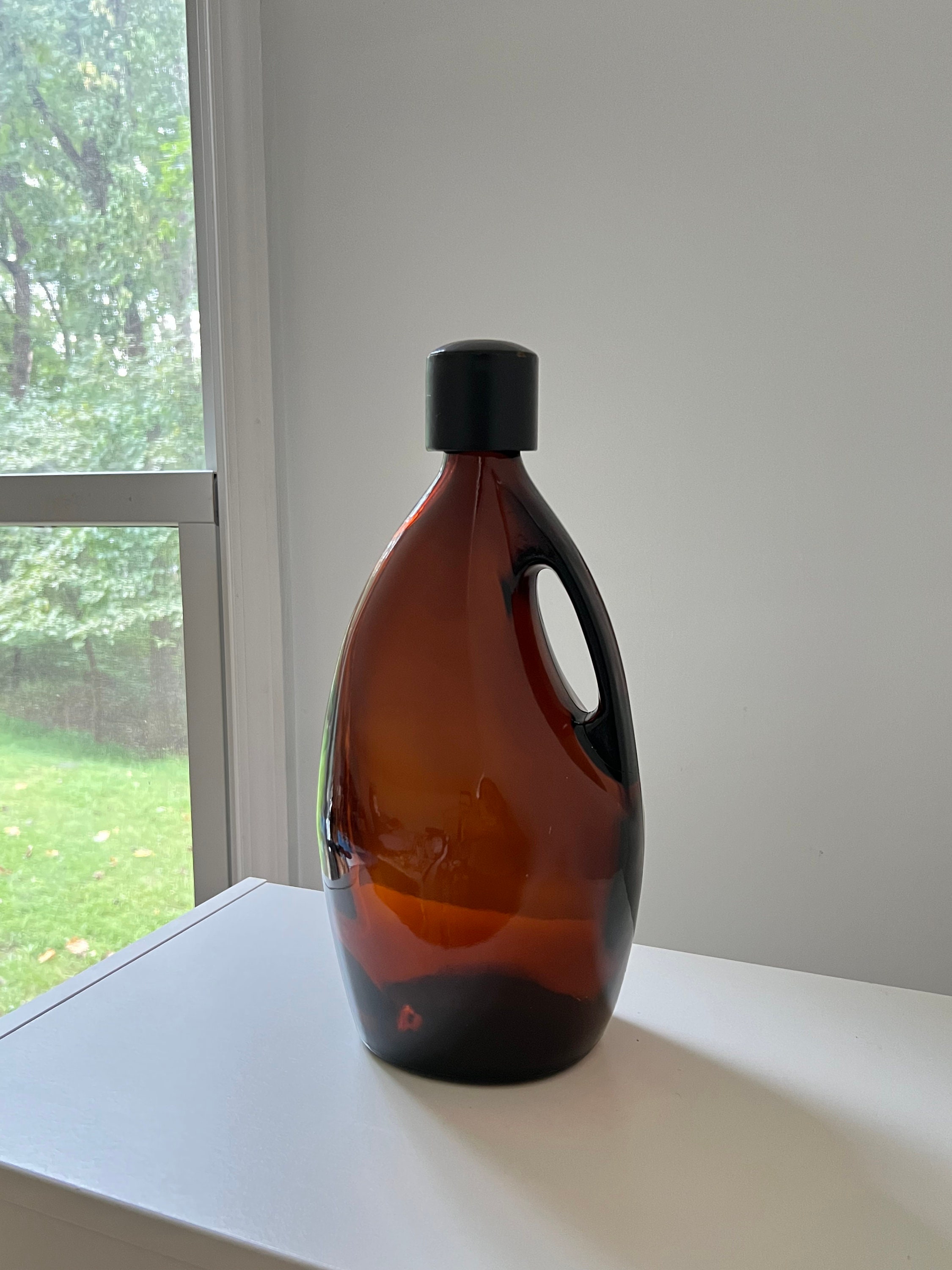 Vintage Brown Glass Jug Vintage Glass With Wooden Lid Etsy