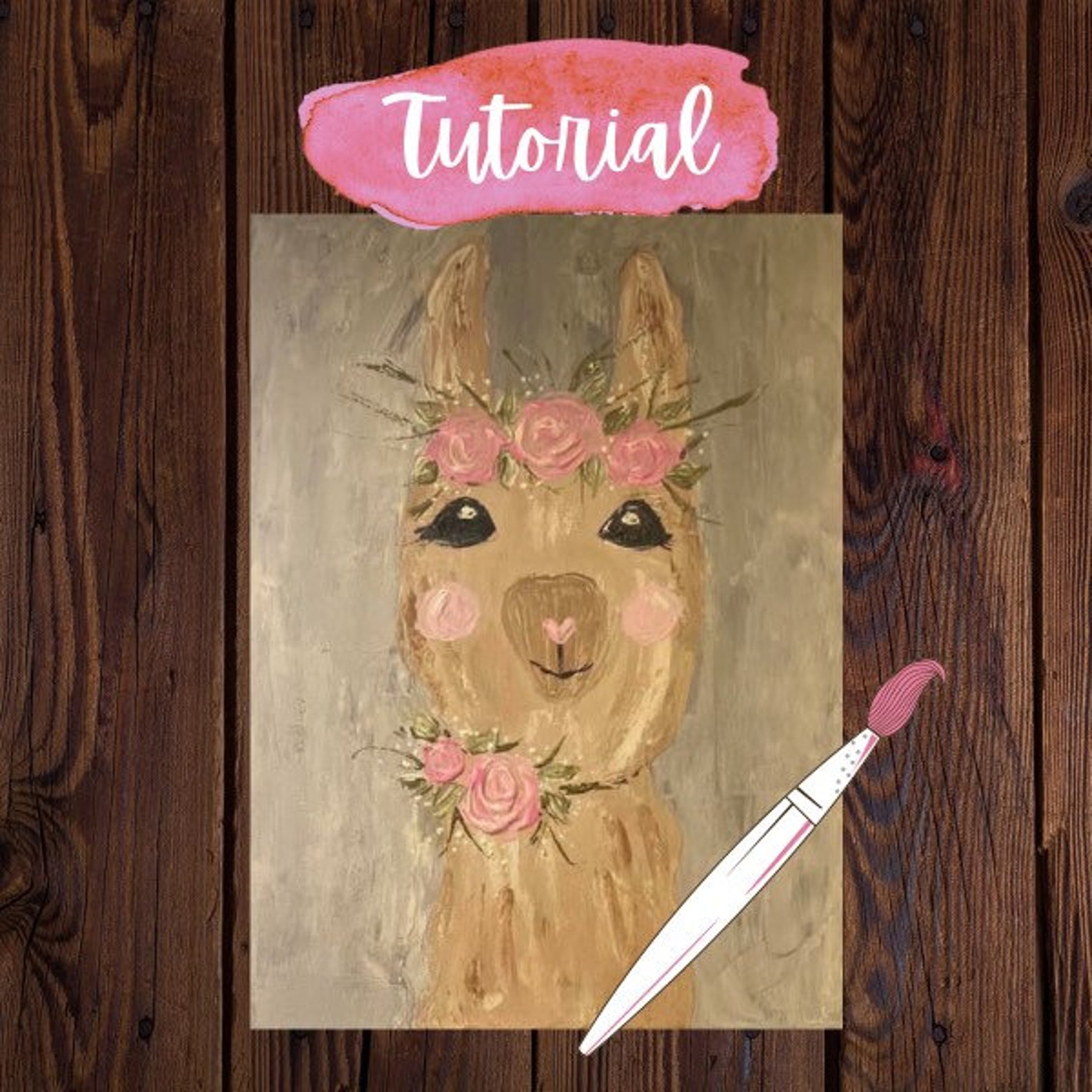Llama Tutorial Paint Tutorial paint party ideas step by Etsy