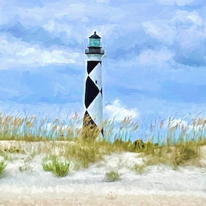 Cape Lookout Lighthouse NC Winter Giclee Printed on Canvas by Jan Peterson