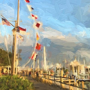 Beaufort NC Docks Nautical Signal Flags Giclee Printed On Canvas By Jan Peterson